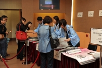 Participants registered at the reception desk