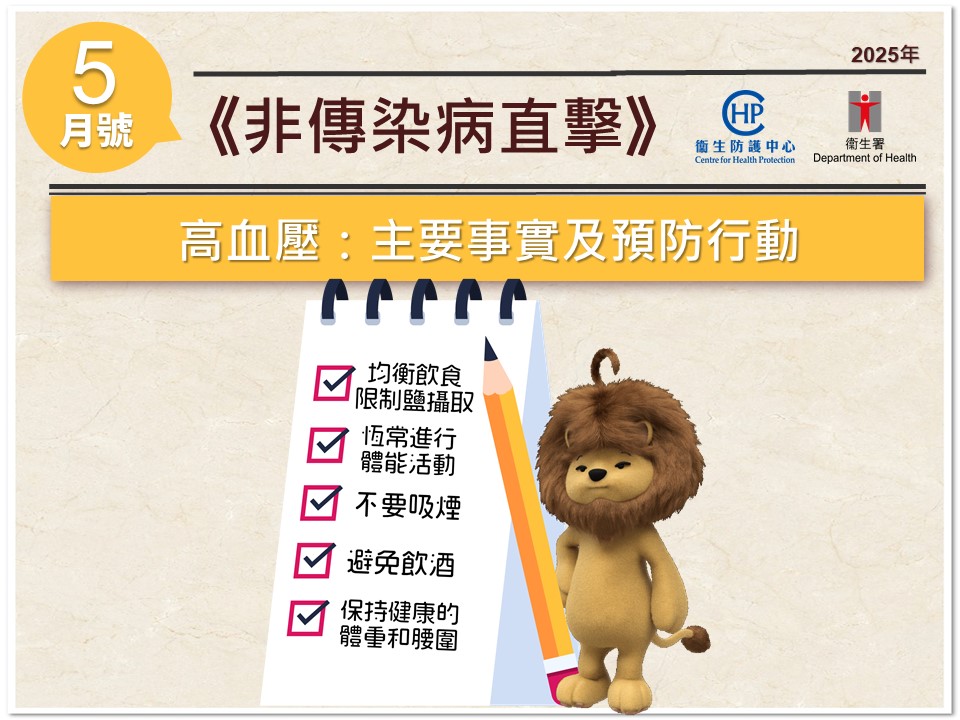 卫生署卫生防护中心最新一期嘅《非传染病直击》（二零二五年五月号）经已刊登。