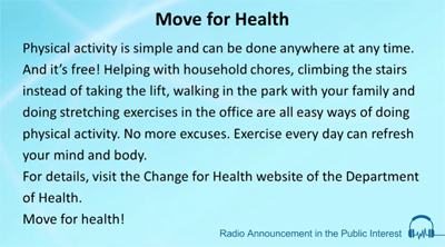 Radio API “Move For Health” (English)